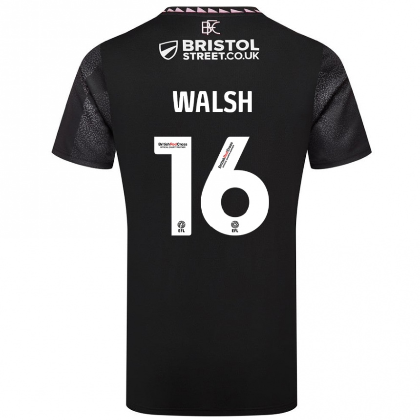 Men Football Lucy Walsh #16 Black Away Jersey 2024/25 T-Shirt Uk