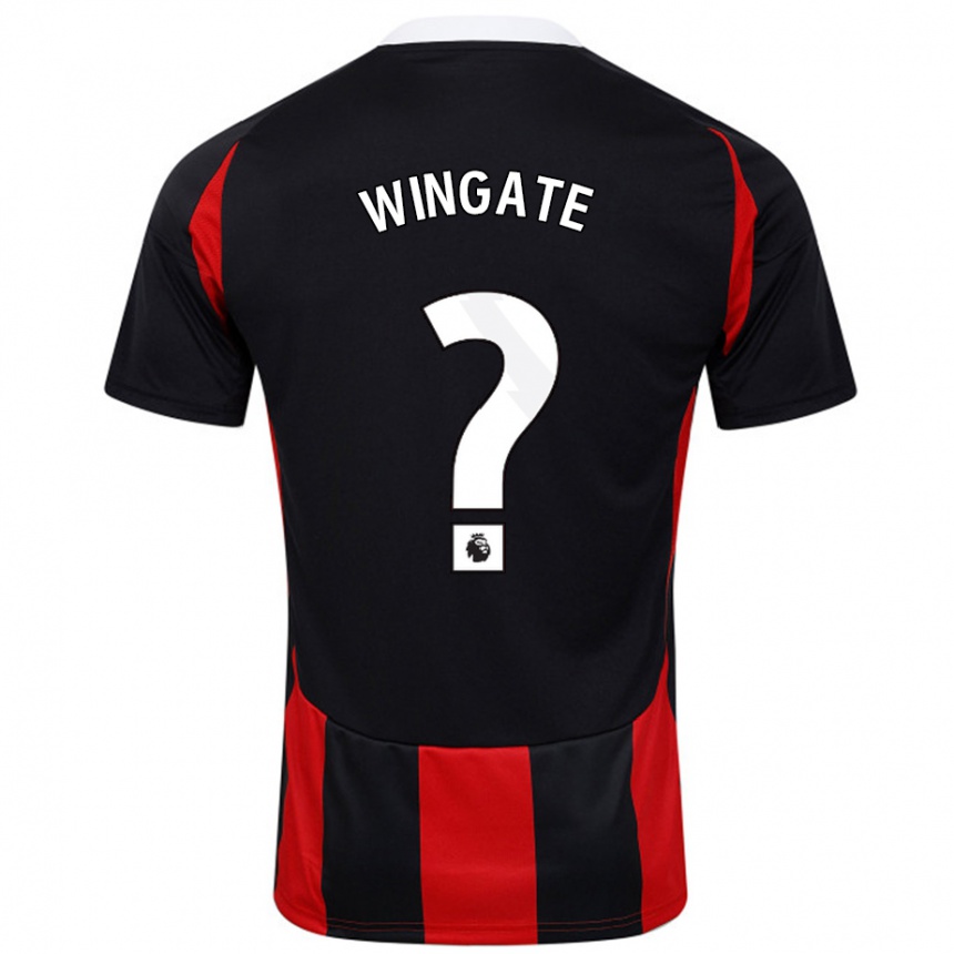 Men Football Tom Wingate #0 Black Red Away Jersey 2024/25 T-Shirt Uk