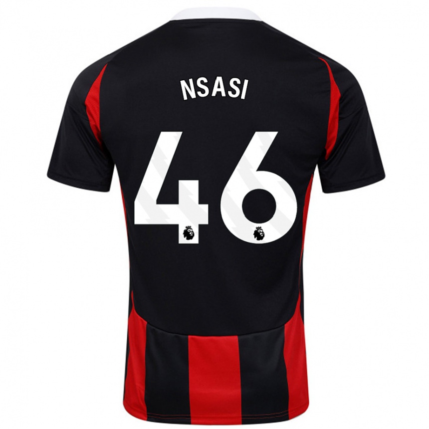 Men Football Eddie Nsasi #46 Black Red Away Jersey 2024/25 T-Shirt Uk