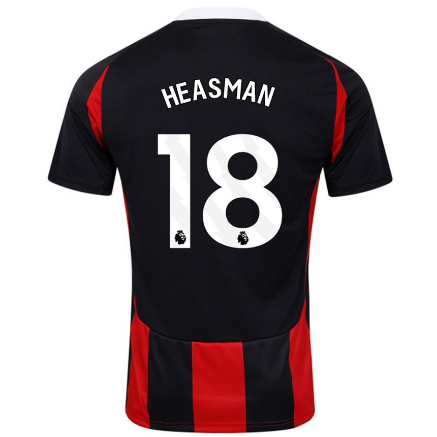 Men Football Georgia Heasman #18 Black Red Away Jersey 2024/25 T-Shirt Uk