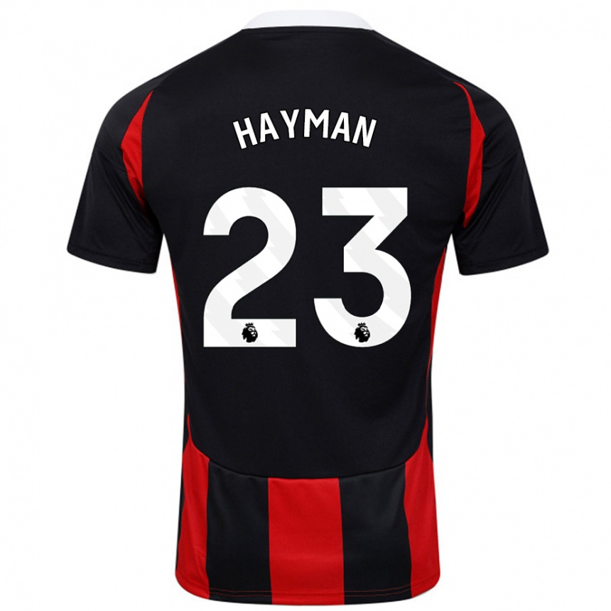 Men Football Alex Hayman #23 Black Red Away Jersey 2024/25 T-Shirt Uk