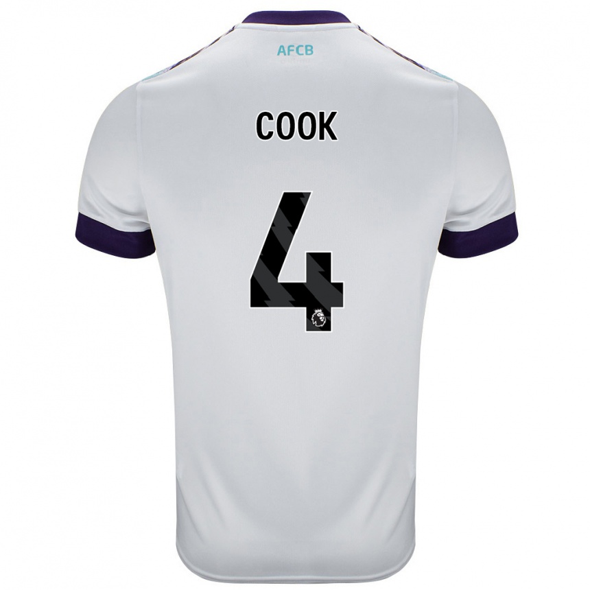 Men Football Lewis Cook #4 White Green Purple Away Jersey 2024/25 T-Shirt Uk