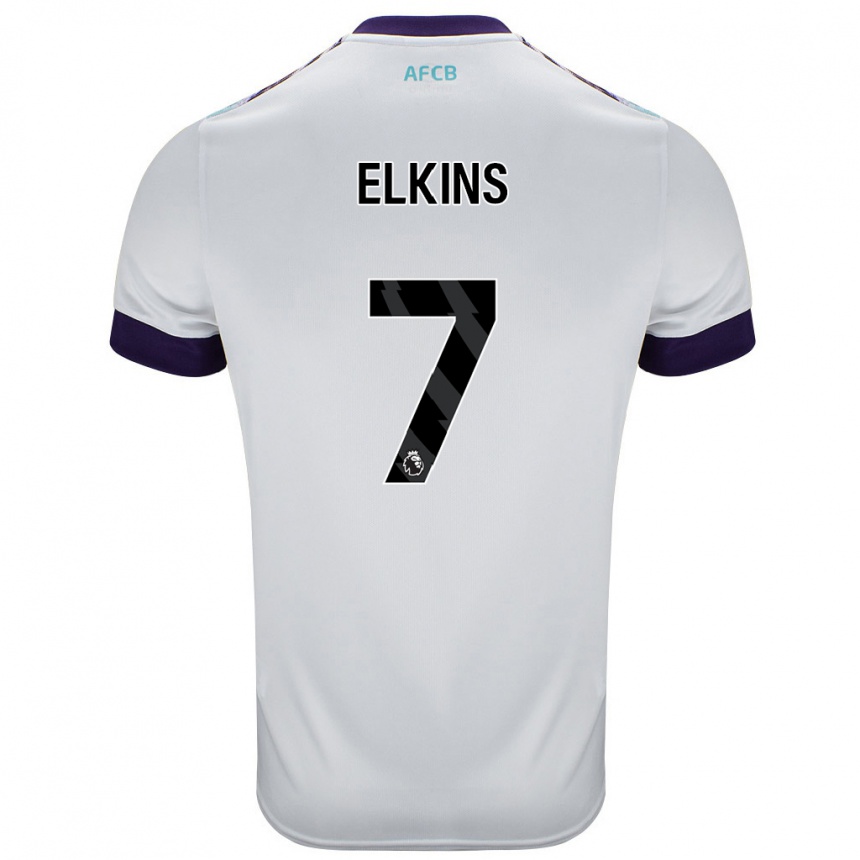 Men Football Elle Elkins #7 White Green Purple Away Jersey 2024/25 T-Shirt Uk