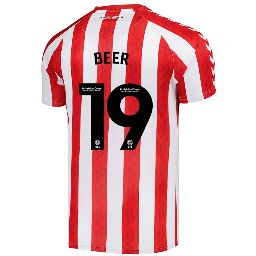 Women Football Megan Beer #19 Red White Home Jersey 2024/25 T-Shirt Uk