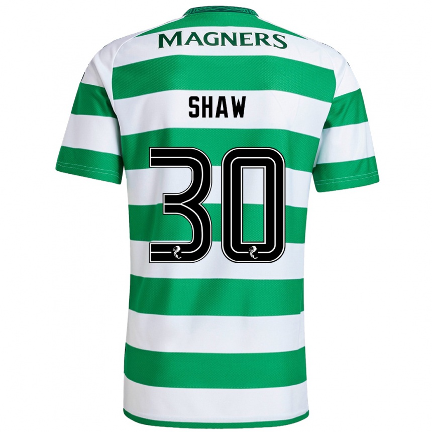 Women Football Liam Shaw #30 Green White Home Jersey 2024/25 T-Shirt Uk