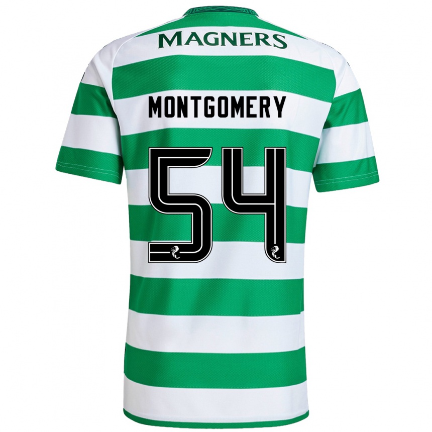 Women Football Adam Montgomery #54 Green White Home Jersey 2024/25 T-Shirt Uk