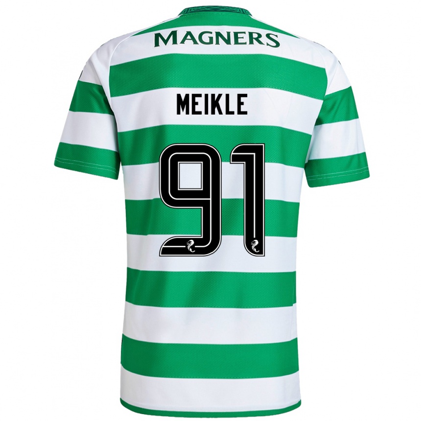 Women Football Jamie Meikle #91 Green White Home Jersey 2024/25 T-Shirt Uk