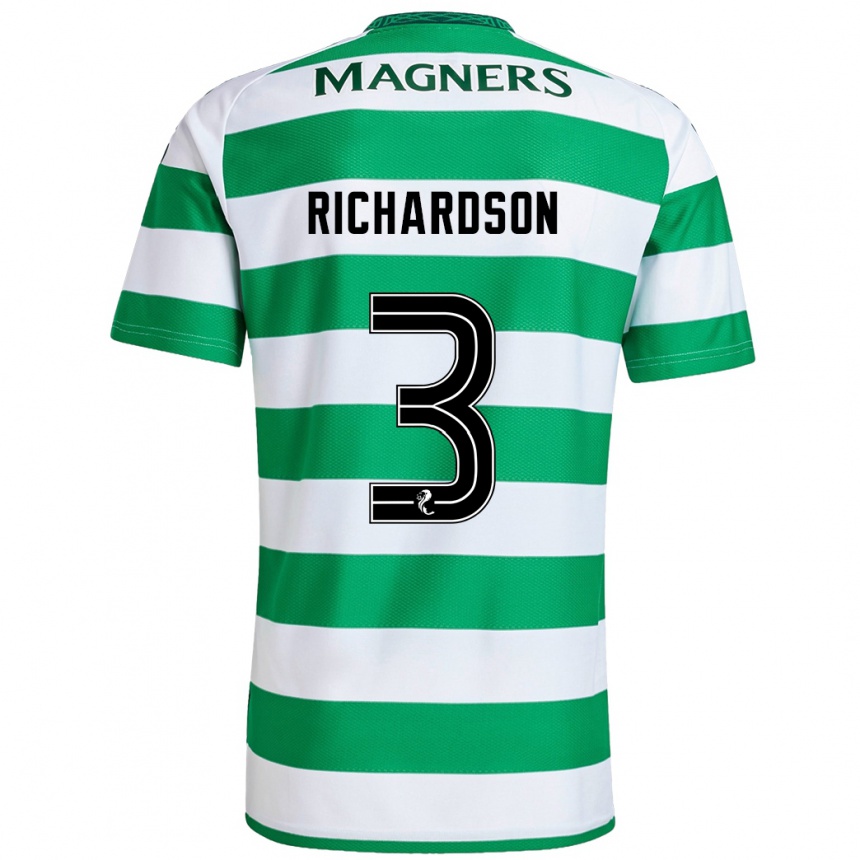 Women Football Amy Richardson #3 Green White Home Jersey 2024/25 T-Shirt Uk