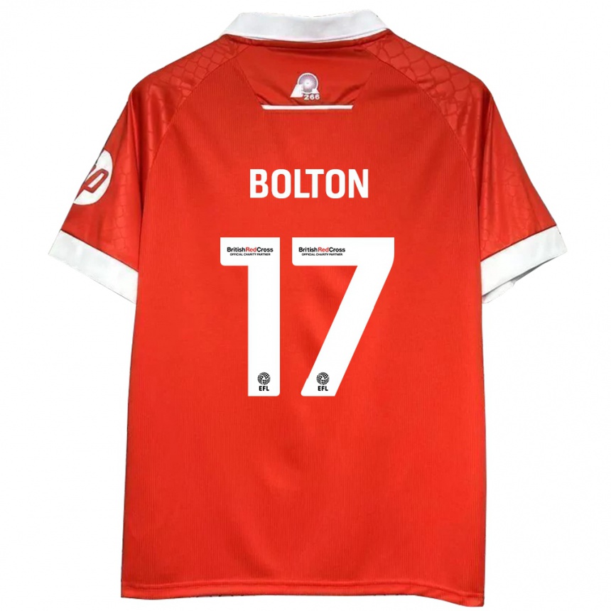 Women Football Luke Bolton #17 Red White Home Jersey 2024/25 T-Shirt Uk