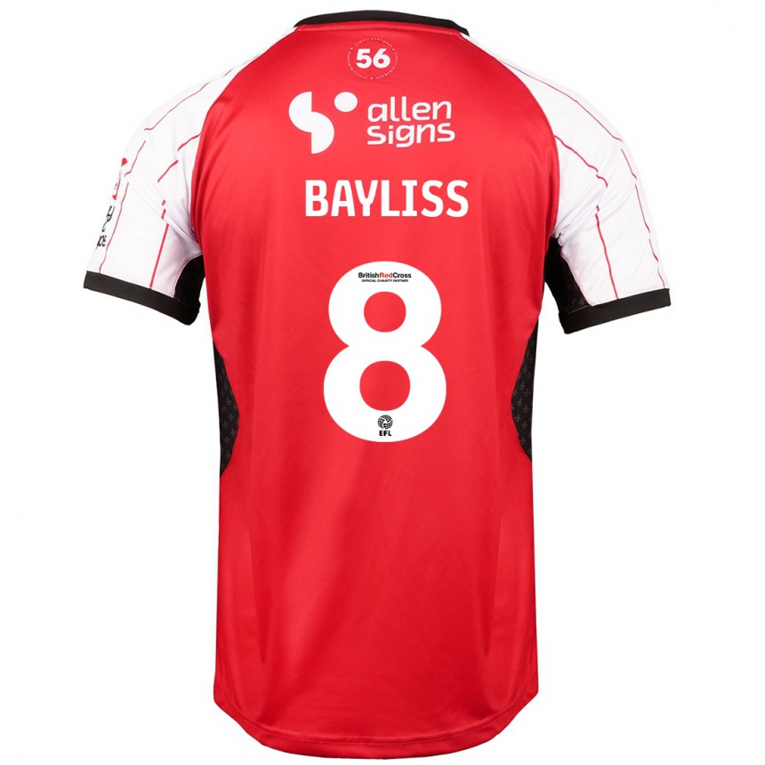 Women Football Tom Bayliss #8 White Home Jersey 2024/25 T-Shirt Uk