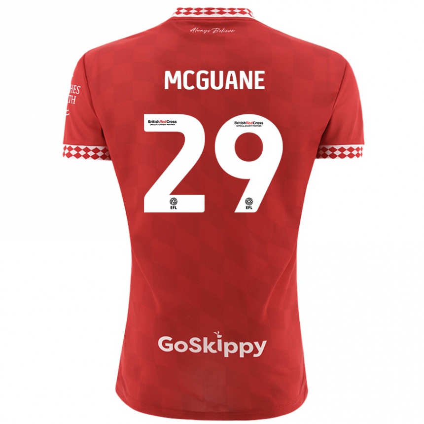 Women Football Marcus Mcguane #29 Red Home Jersey 2024/25 T-Shirt Uk