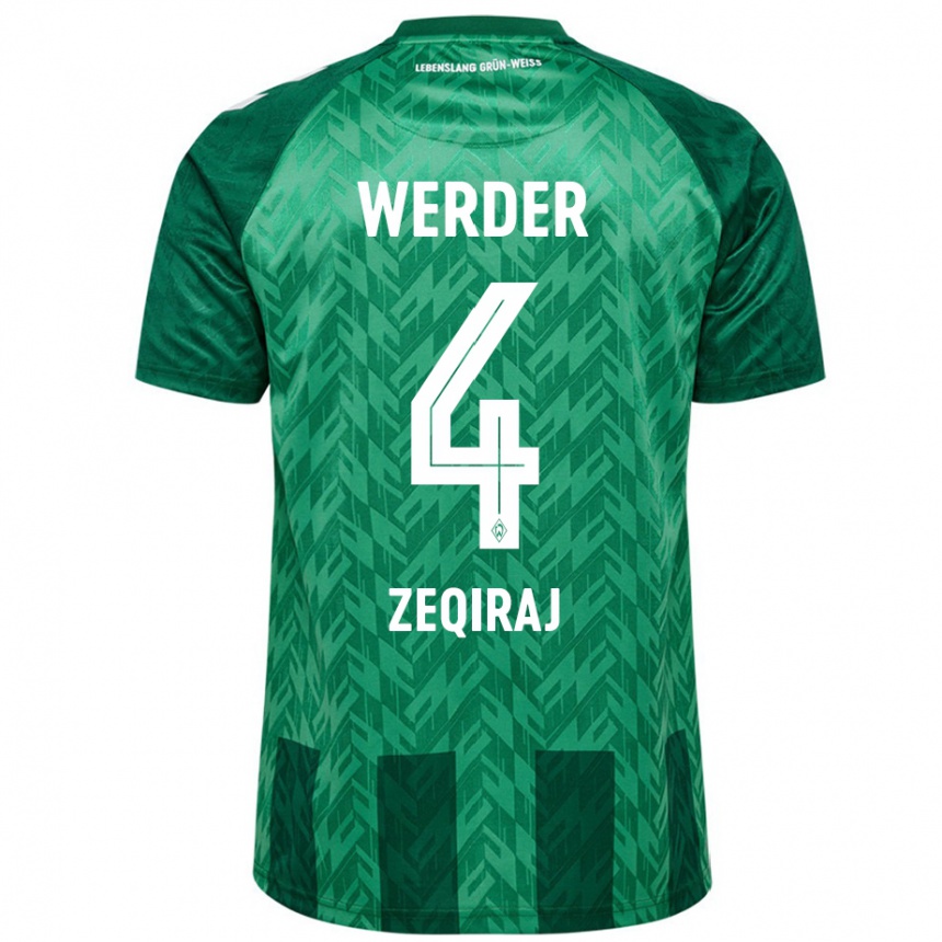 Women Football Leon Zeqiraj #4 Green Home Jersey 2024/25 T-Shirt Uk