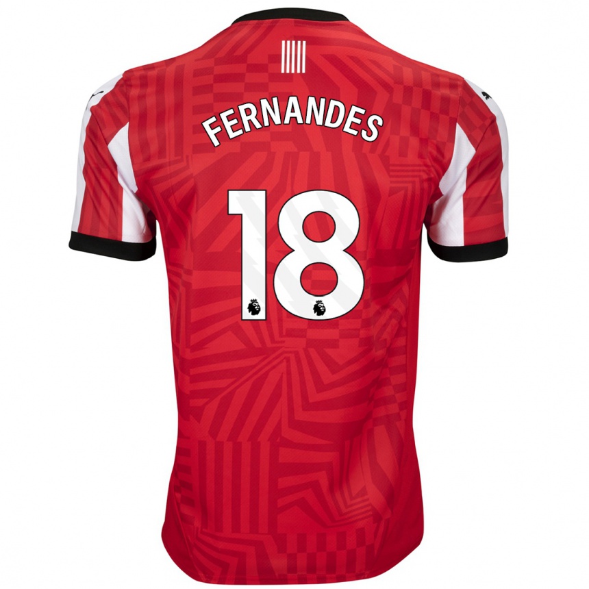 Women Football Mateus Fernandes #18 Red White Home Jersey 2024/25 T-Shirt Uk