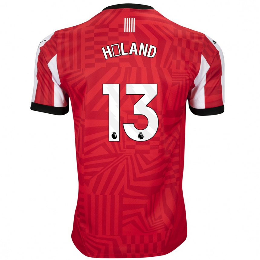 Women Football Benedicte Håland #13 Red White Home Jersey 2024/25 T-Shirt Uk