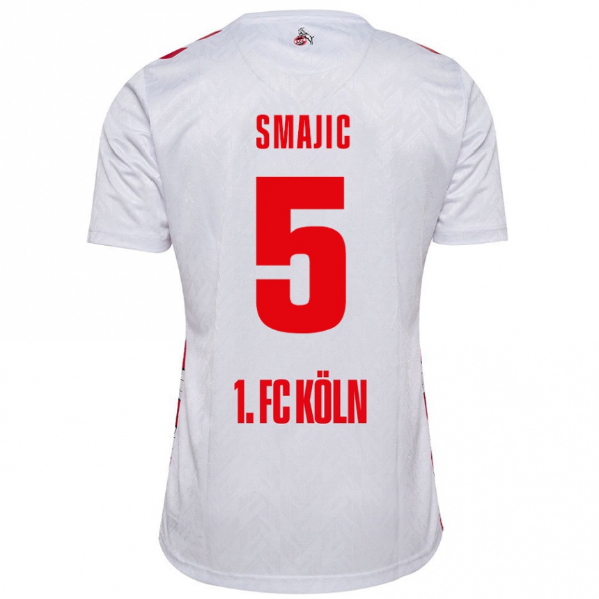 Women Football Rijad Smajic #5 White Red Home Jersey 2024/25 T-Shirt Uk