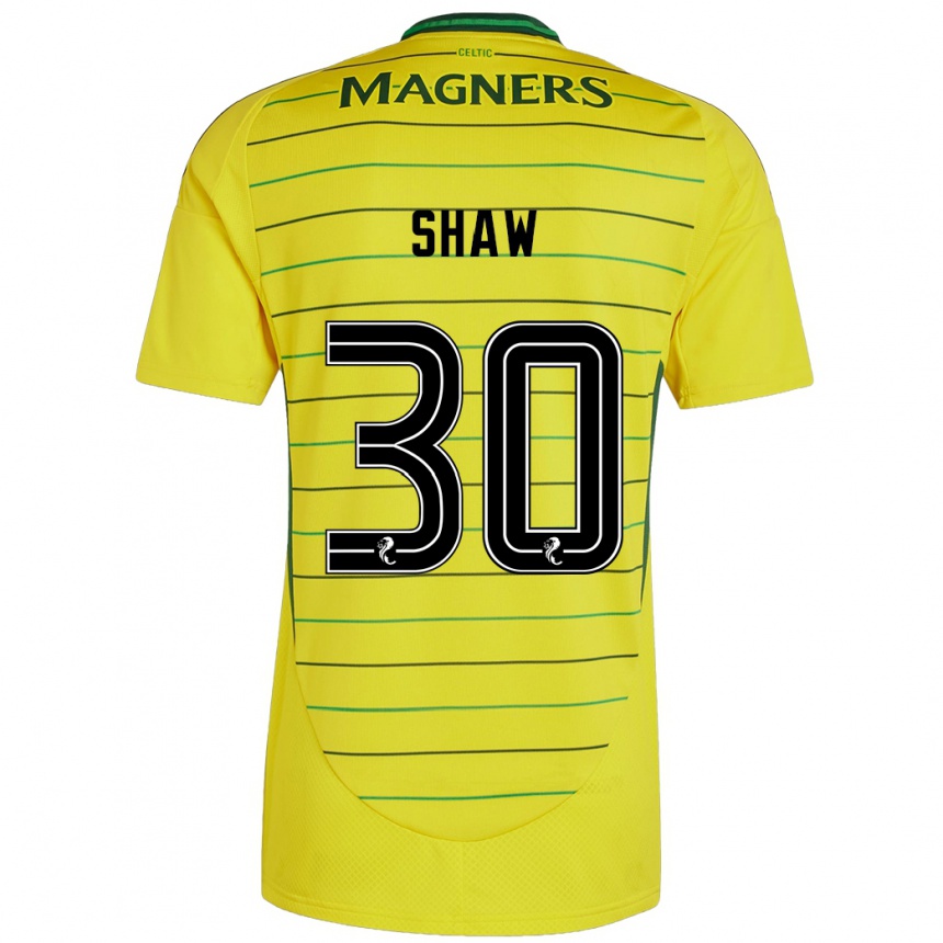 Women Football Liam Shaw #30 Yellow Away Jersey 2024/25 T-Shirt Uk