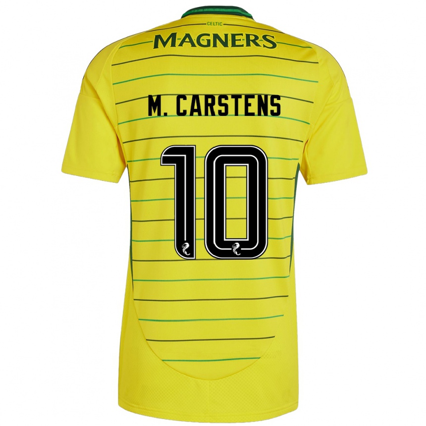 Women Football Mathilde Carstens #10 Yellow Away Jersey 2024/25 T-Shirt Uk