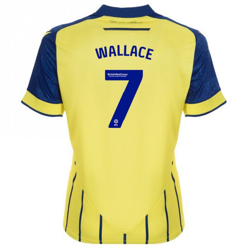 Women Football Jed Wallace #7 Yellow Blue Away Jersey 2024/25 T-Shirt Uk