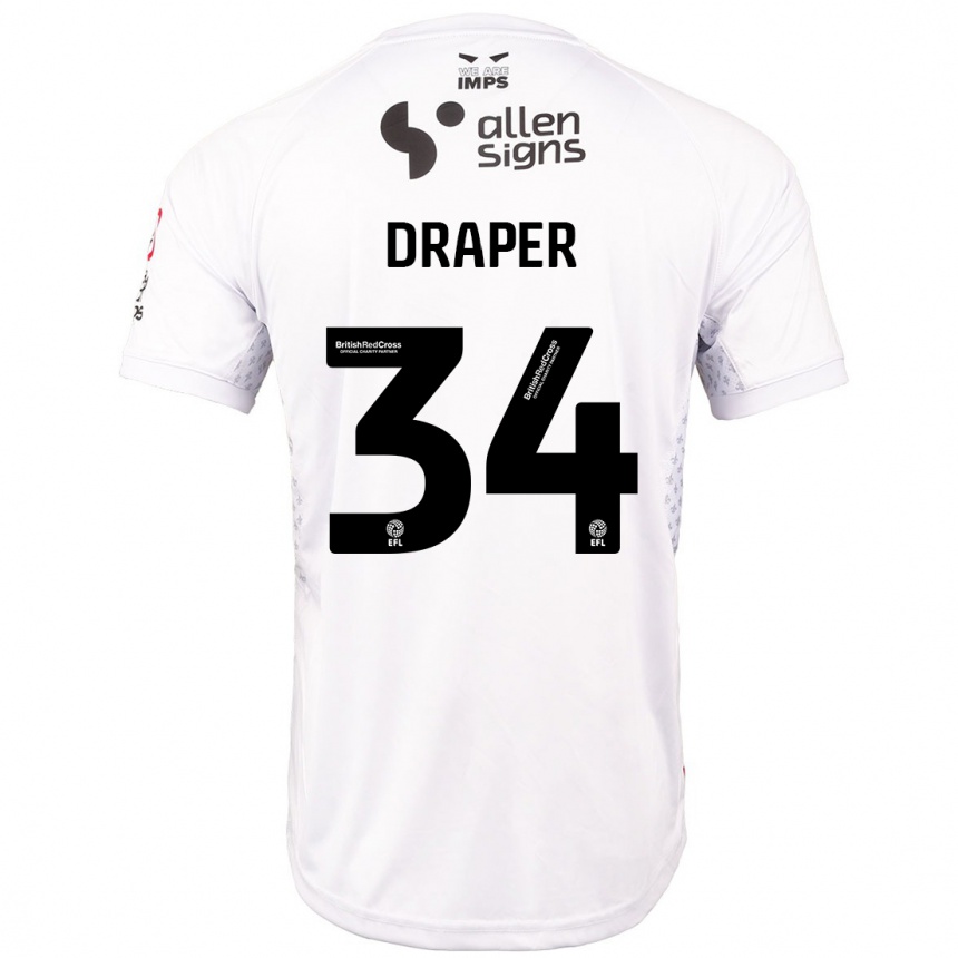 Women Football Freddie Draper #34 Red White Away Jersey 2024/25 T-Shirt Uk