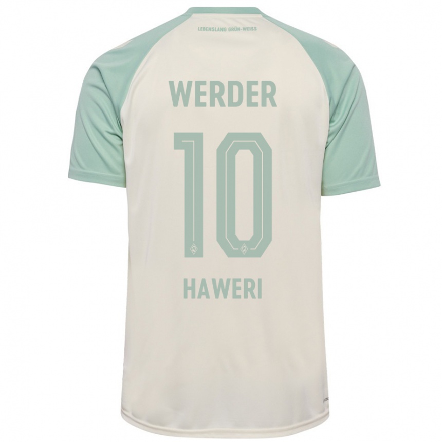 Women Football Adrian Haweri #10 Off-White Light Green Away Jersey 2024/25 T-Shirt Uk