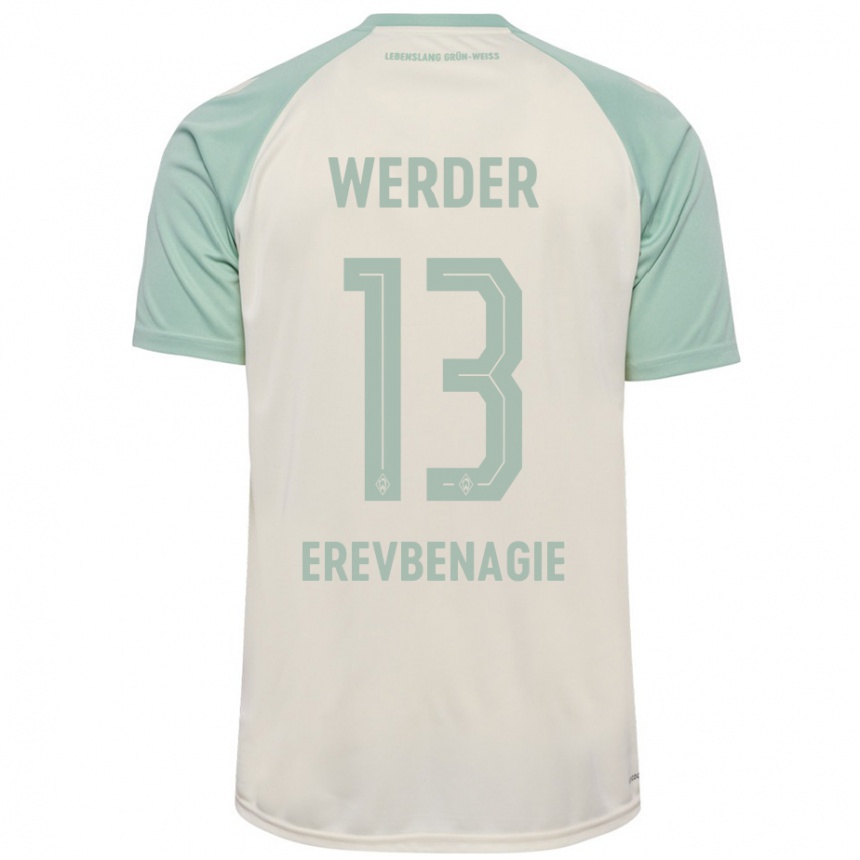 Women Football Paul Erevbenagie #13 Off-White Light Green Away Jersey 2024/25 T-Shirt Uk