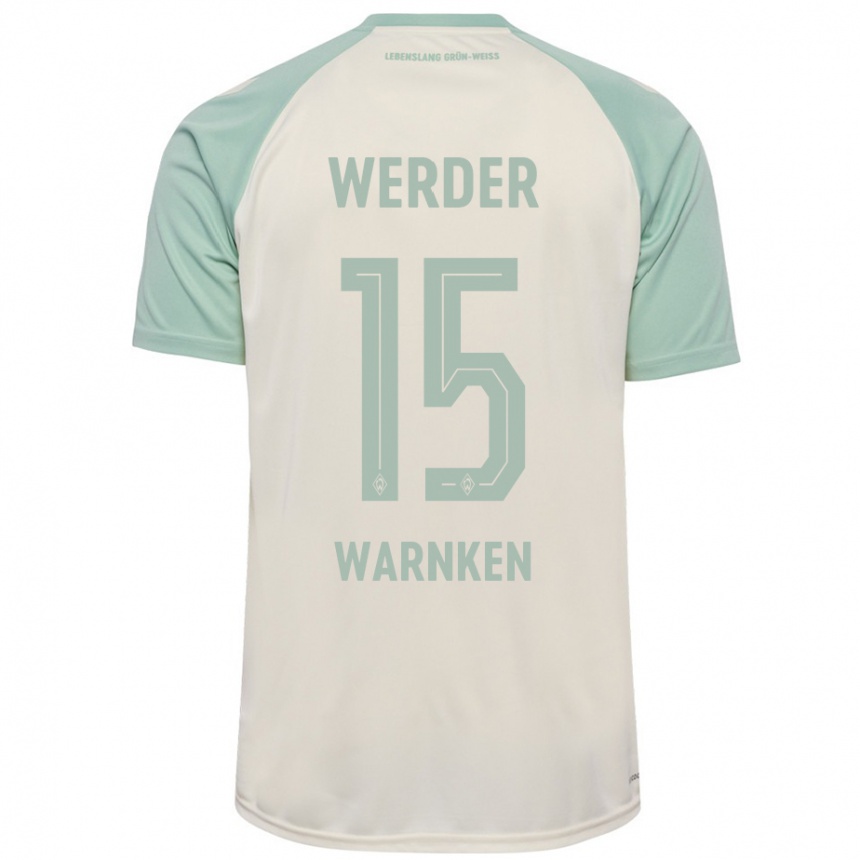 Women Football Jannes Warnken #15 Off-White Light Green Away Jersey 2024/25 T-Shirt Uk