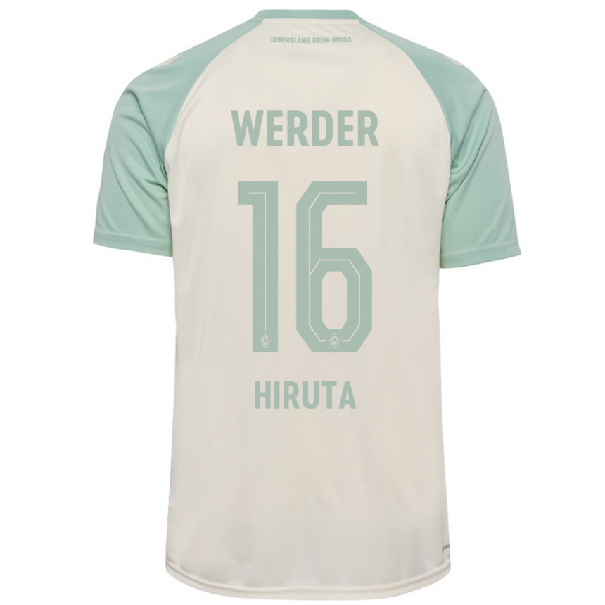 Women Football Ikumi Hiruta #16 Off-White Light Green Away Jersey 2024/25 T-Shirt Uk