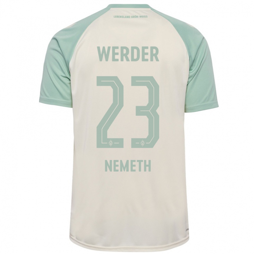 Women Football Hanna Nemeth #23 Off-White Light Green Away Jersey 2024/25 T-Shirt Uk