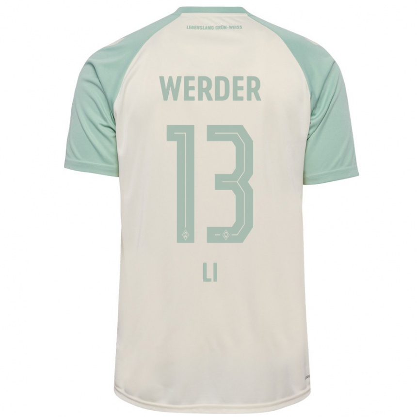 Women Football Xiancheng Li #13 Off-White Light Green Away Jersey 2024/25 T-Shirt Uk