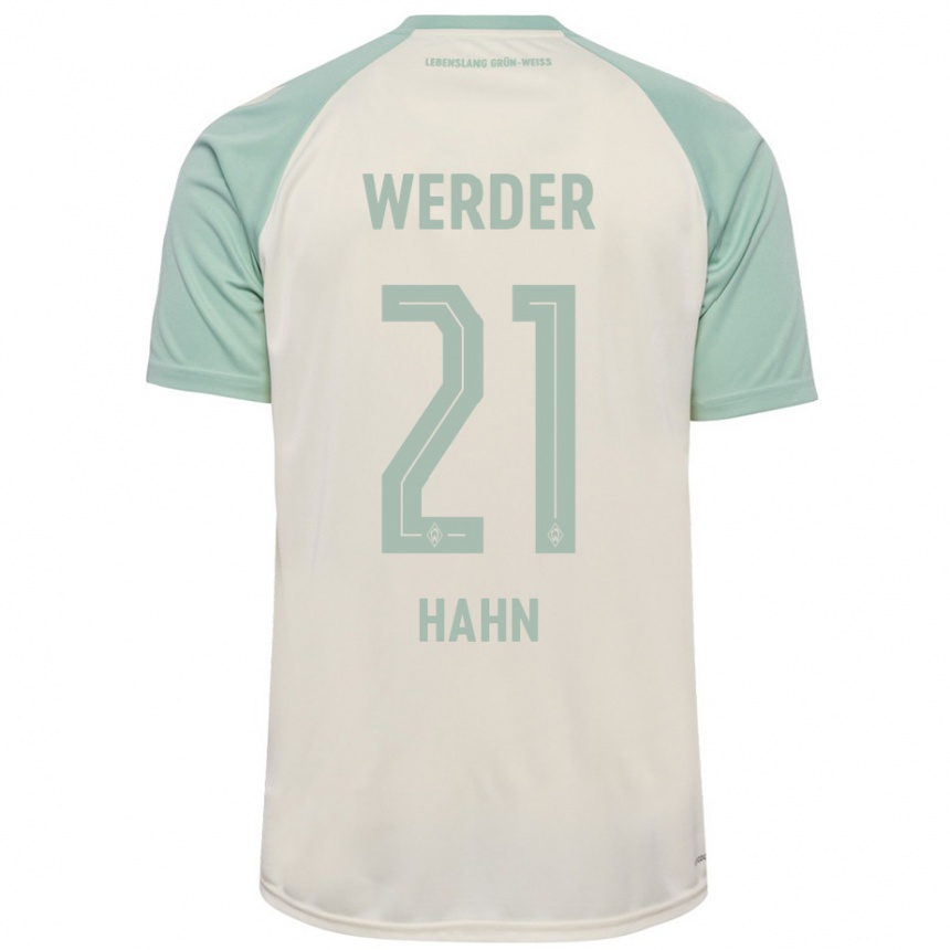 Women Football Chiara Hahn #21 Off-White Light Green Away Jersey 2024/25 T-Shirt Uk