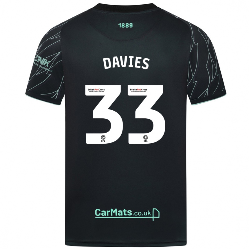 Women Football Bethan Davies #33 Black Green Away Jersey 2024/25 T-Shirt Uk