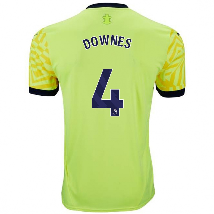 Women Football Flynn Downes #4 Yellow Away Jersey 2024/25 T-Shirt Uk