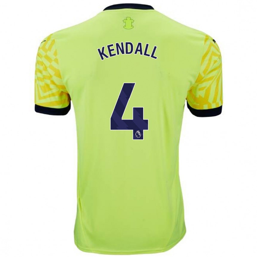 Women Football Lucia Kendall #4 Yellow Away Jersey 2024/25 T-Shirt Uk