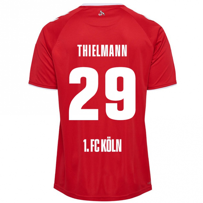 Women Football Jan Thielmann #29 Red White Away Jersey 2024/25 T-Shirt Uk