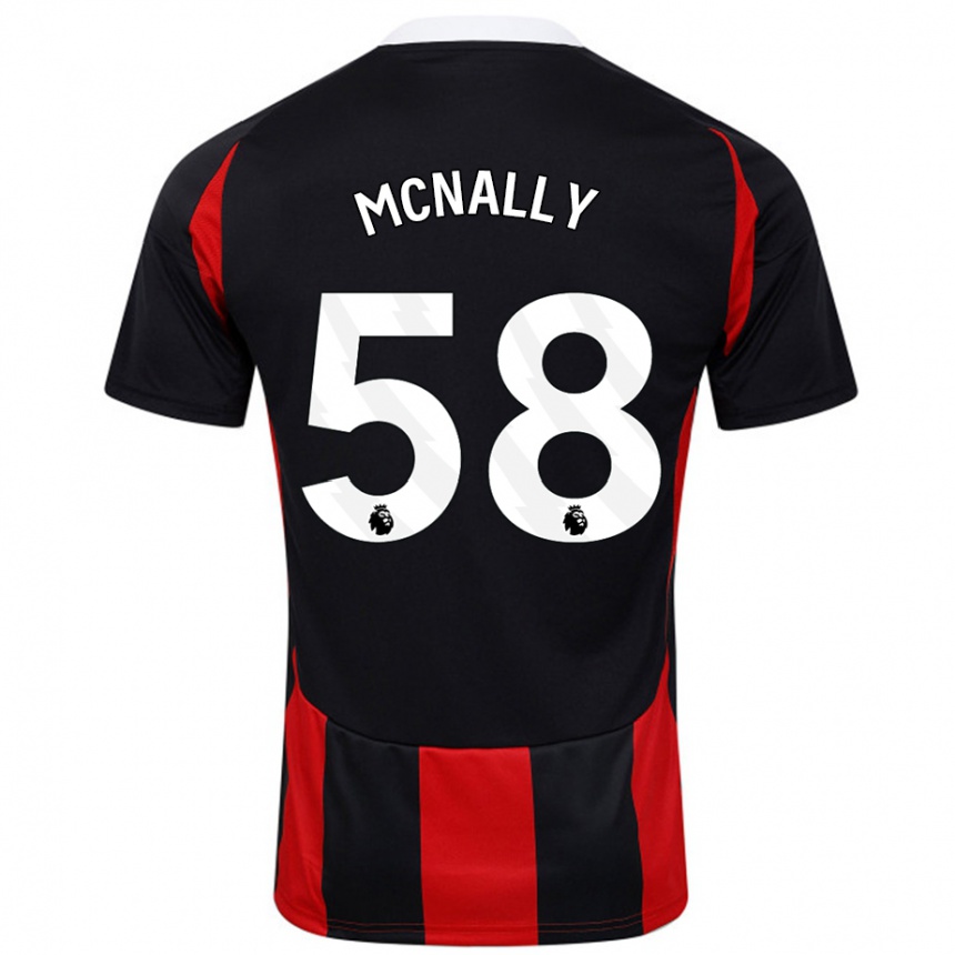 Women Football Alfie Mcnally #58 Black Red Away Jersey 2024/25 T-Shirt Uk