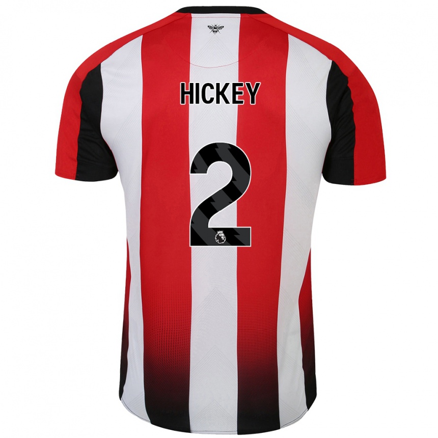 Kids Football Aaron Hickey #2 Red White Home Jersey 2024/25 T-Shirt Uk