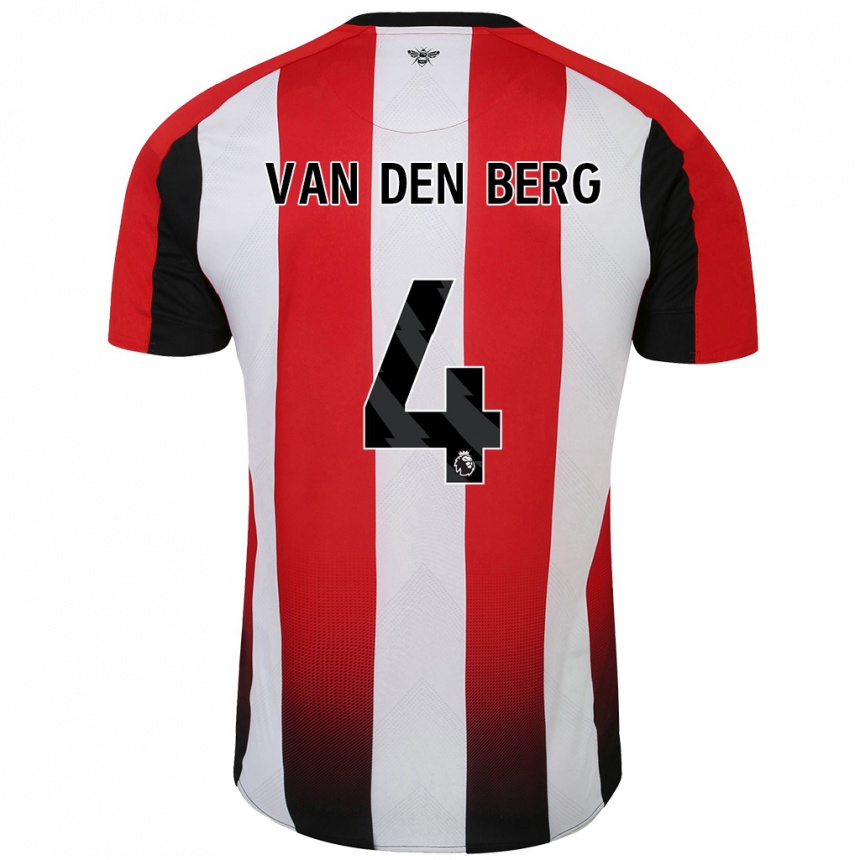 Kids Football Sepp Van Den Berg #4 Red White Home Jersey 2024/25 T-Shirt Uk