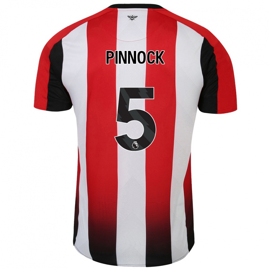 Kids Football Ethan Pinnock #5 Red White Home Jersey 2024/25 T-Shirt Uk