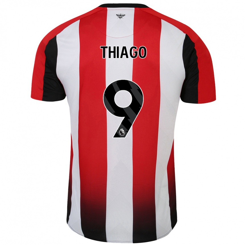 Kids Football Igor Thiago #9 Red White Home Jersey 2024/25 T-Shirt Uk