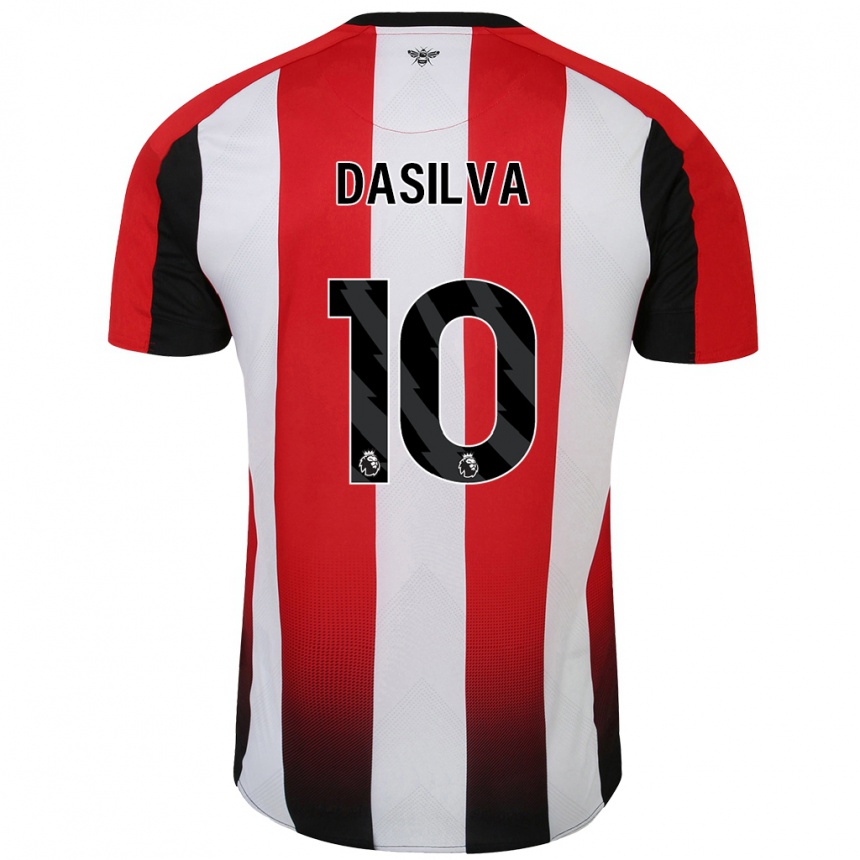 Kids Football Josh Dasilva #10 Red White Home Jersey 2024/25 T-Shirt Uk