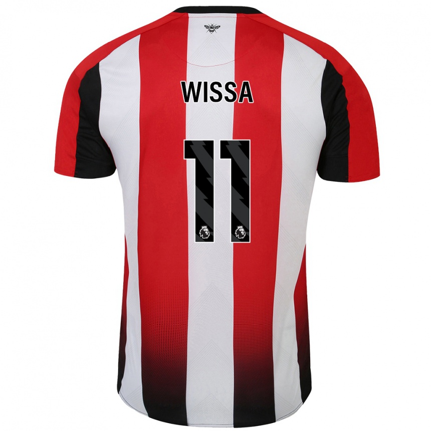 Kids Football Yoane Wissa #11 Red White Home Jersey 2024/25 T-Shirt Uk