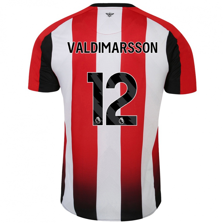 Kids Football Hákon Rafn Valdimarsson #12 Red White Home Jersey 2024/25 T-Shirt Uk