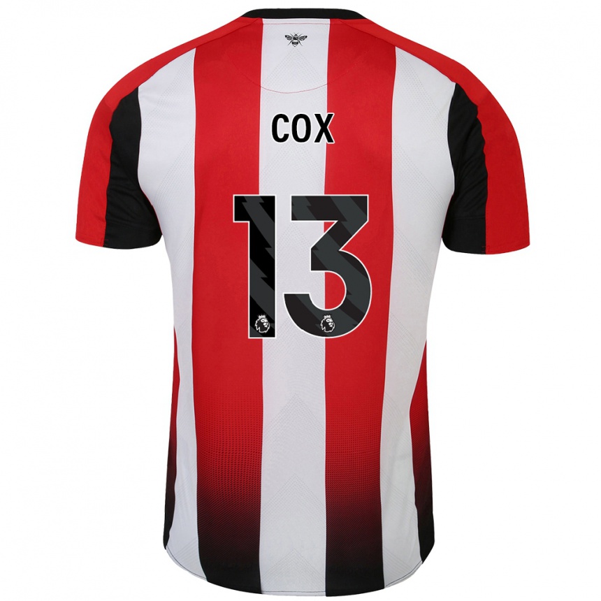 Kids Football Matthew Cox #13 Red White Home Jersey 2024/25 T-Shirt Uk