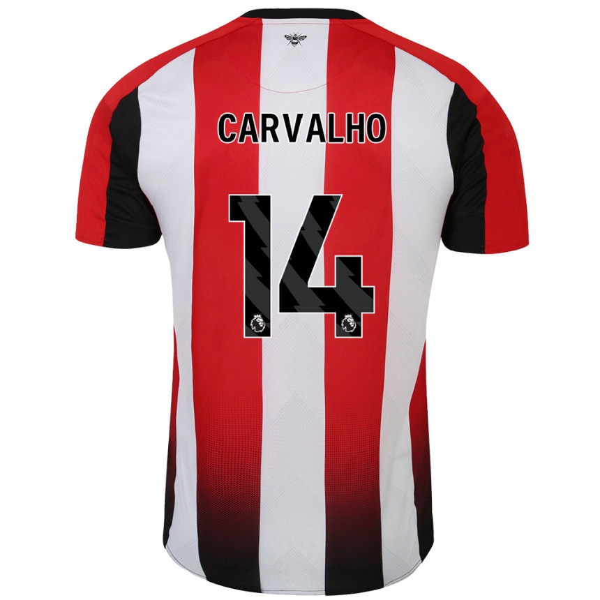 Kids Football Fabio Carvalho #14 Red White Home Jersey 2024/25 T-Shirt Uk