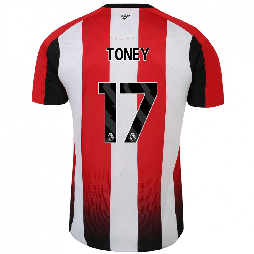 Kids Football Ivan Toney #17 Red White Home Jersey 2024/25 T-Shirt Uk