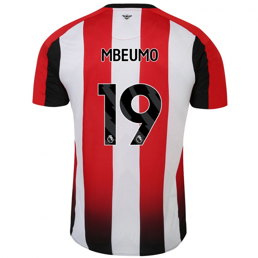 Kids Football Bryan Mbeumo #19 Red White Home Jersey 2024/25 T-Shirt Uk