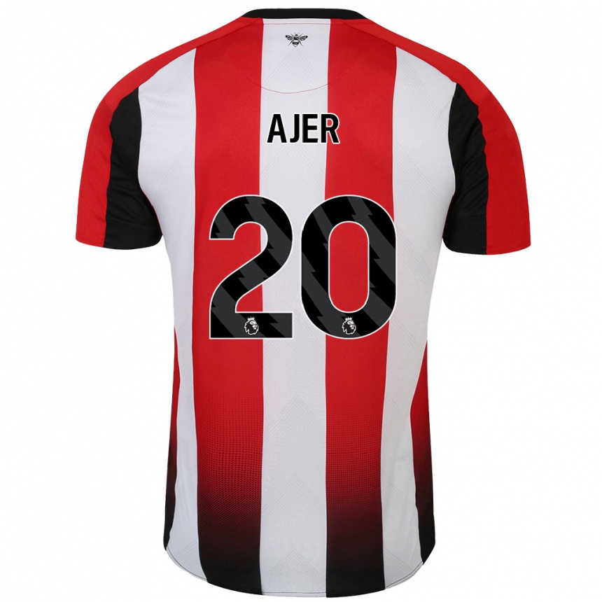 Kids Football Kristoffer Ajer #20 Red White Home Jersey 2024/25 T-Shirt Uk