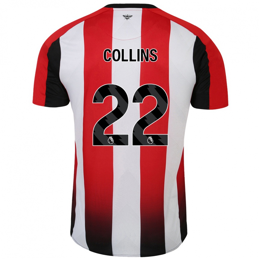 Kids Football Nathan Collins #22 Red White Home Jersey 2024/25 T-Shirt Uk