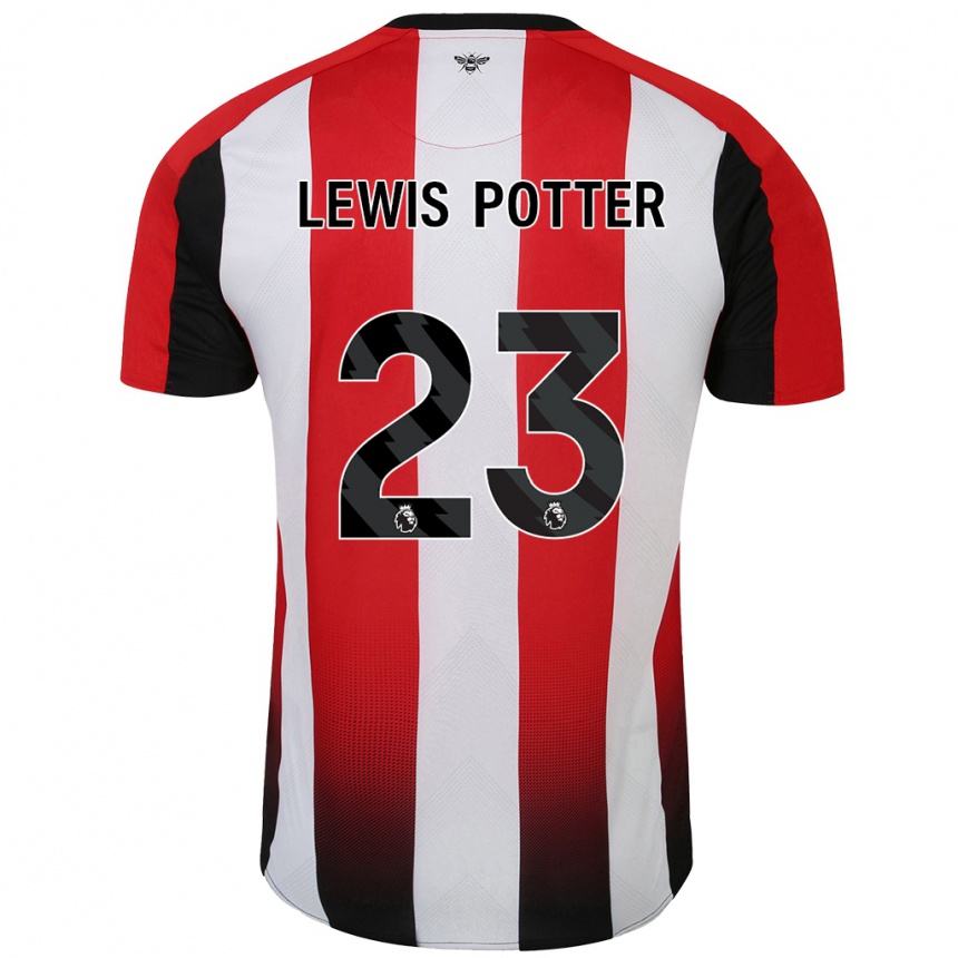 Kids Football Keane Lewis-Potter #23 Red White Home Jersey 2024/25 T-Shirt Uk