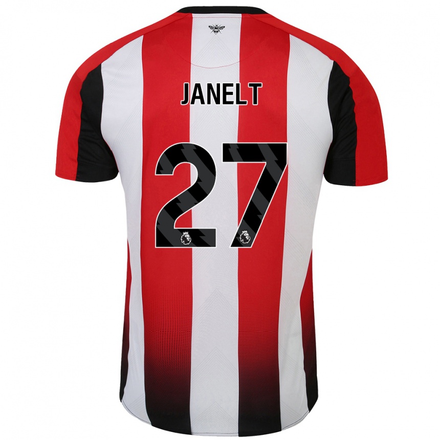 Kids Football Vitaly Janelt #27 Red White Home Jersey 2024/25 T-Shirt Uk